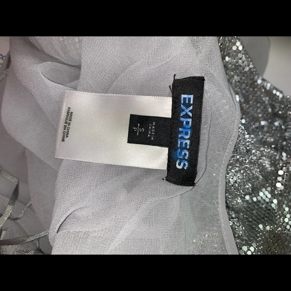 💃 EXPRESS silver chainmail metal mesh halter party dress S M - Picture 10 of 11